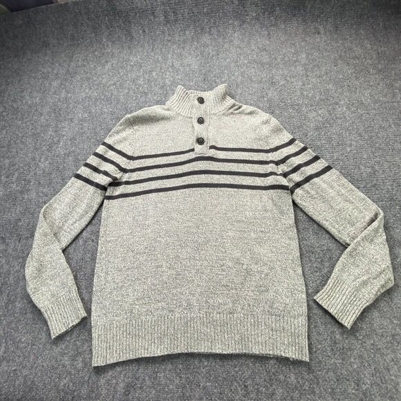 Urban Pipeline Sweater Men M Gray Striped Preppy Y2K Academia Streetwear Grunge - Picture 5 of 13